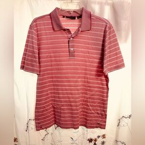 Vintage Bobby Jones Golf Polo Shirt Salmon Stripe 100% Cotton Top - Sz Small